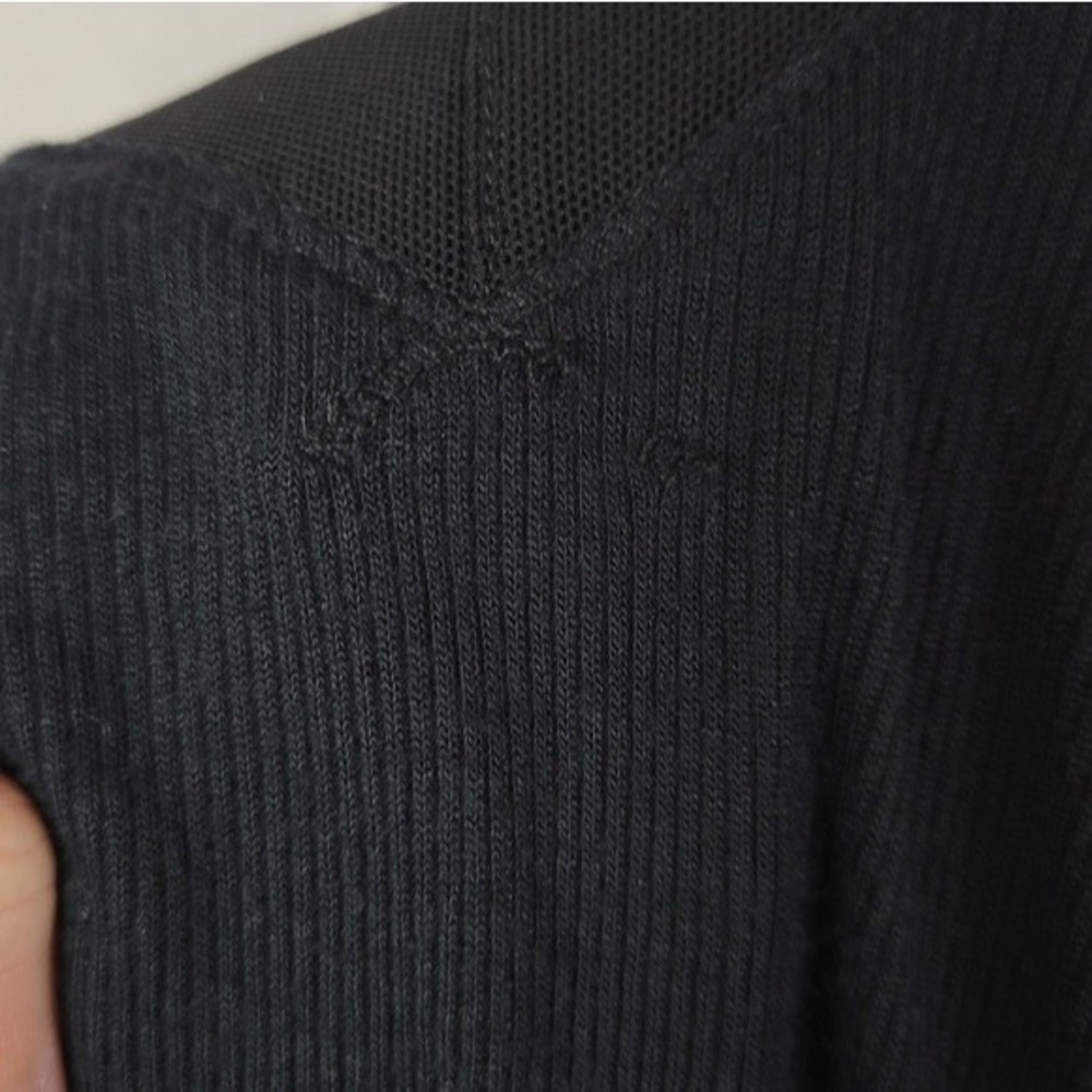 All Saints sheer black Emile long sleeve mesh detail top - Picture 7 of 8
